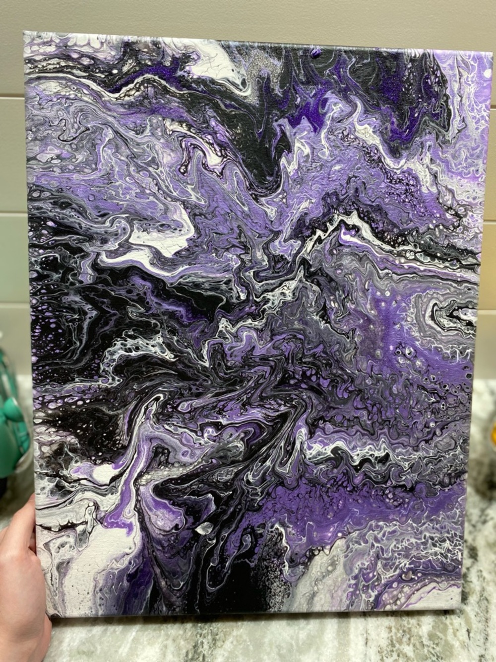 Hand Crafted Purple and Black Swirl Painting